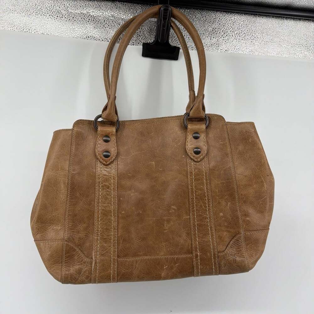 Frye Melissa Chestnut Brown Leather Shoulder Bag Purse Tote Distressed
